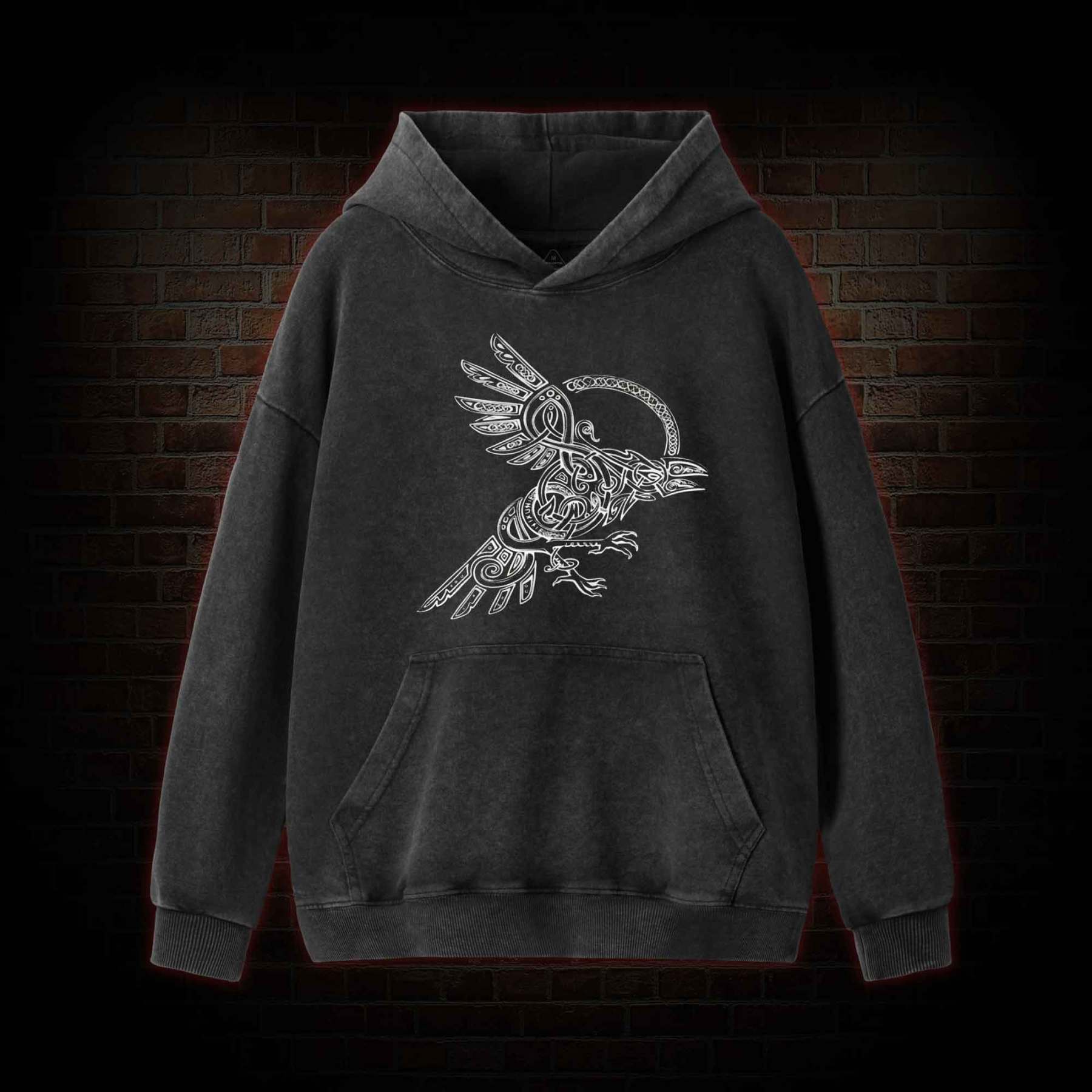 Viking Raven Washed Hoodie