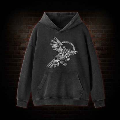 Viking Raven Washed Hoodie