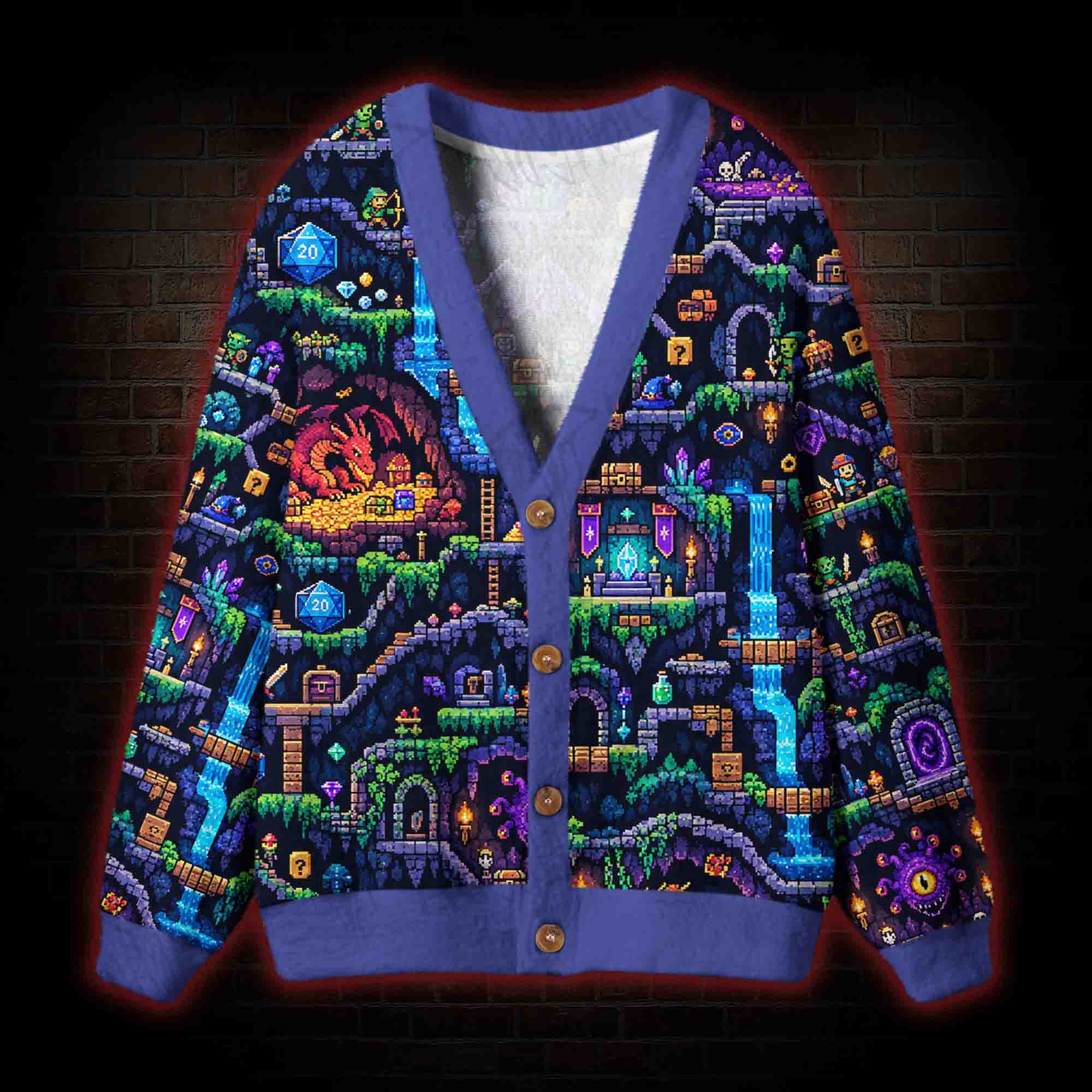The Dragon's Hoard Pixel Cardigan Sweater