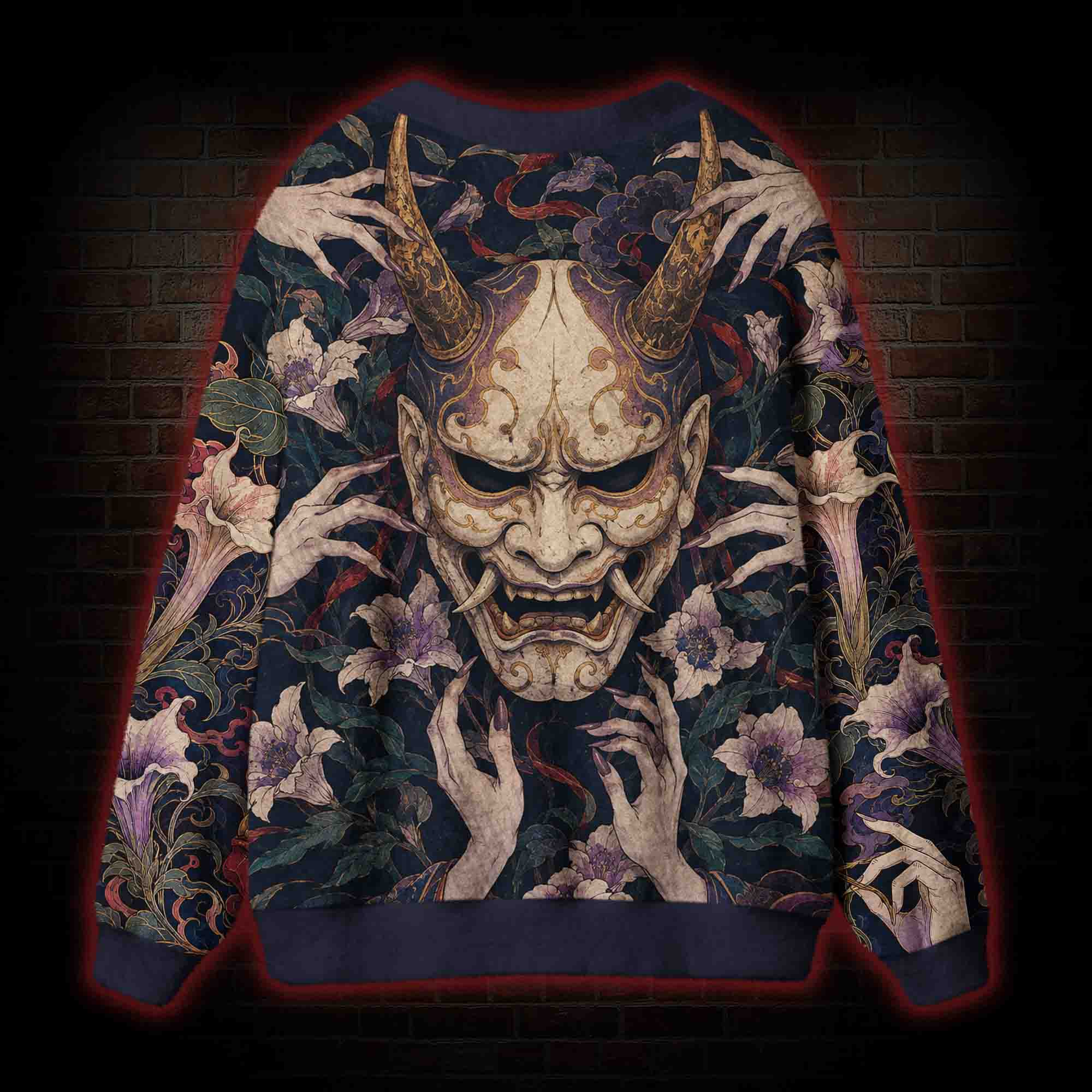 Japanese Hannya Demon Cardigan Sweater