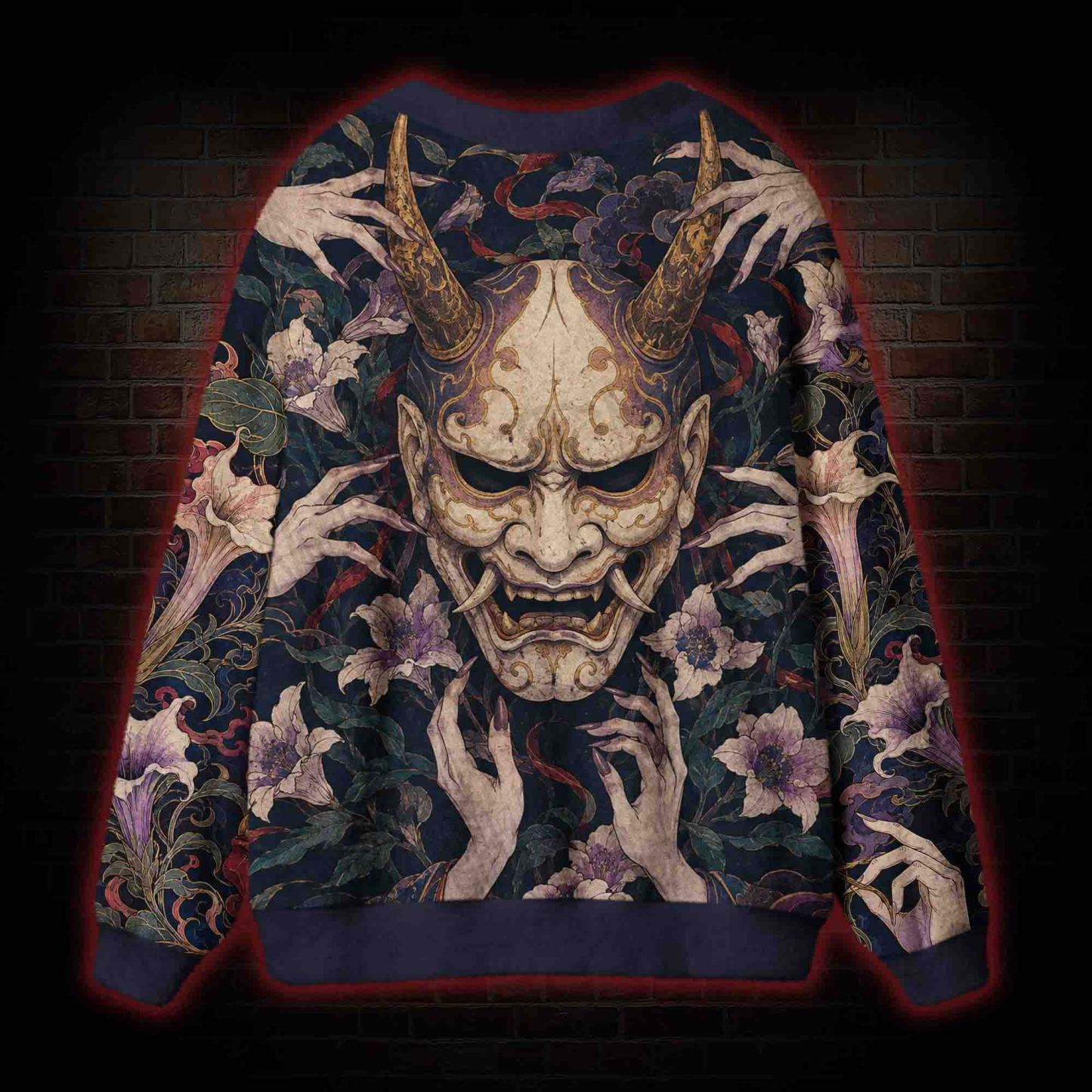 Japanese Hannya Demon Cardigan Sweater