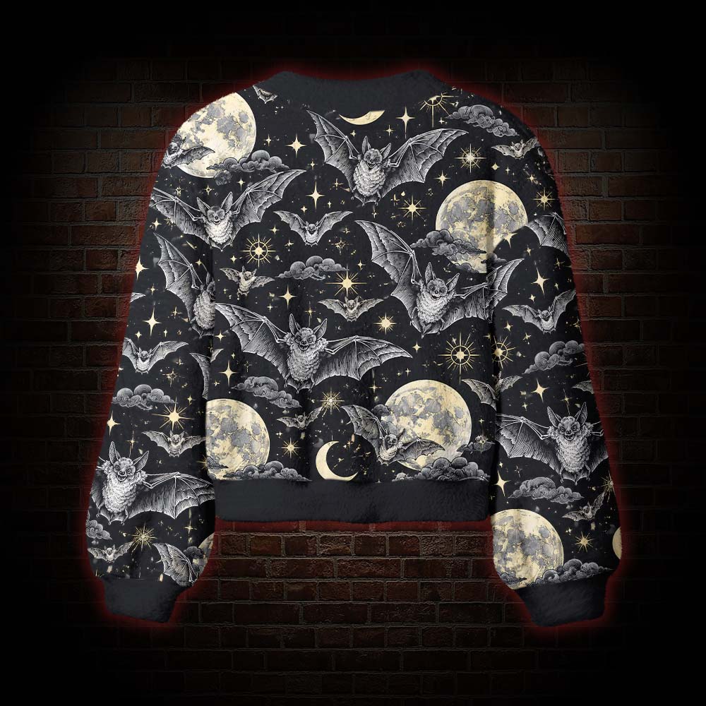 Moonlit Bat Garden Women's Cardigan Sweater