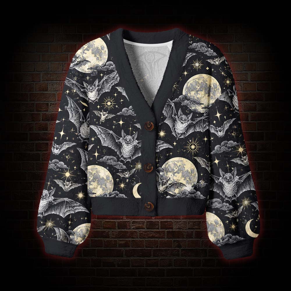 Moonlit Bat Garden Women's Cardigan Sweater