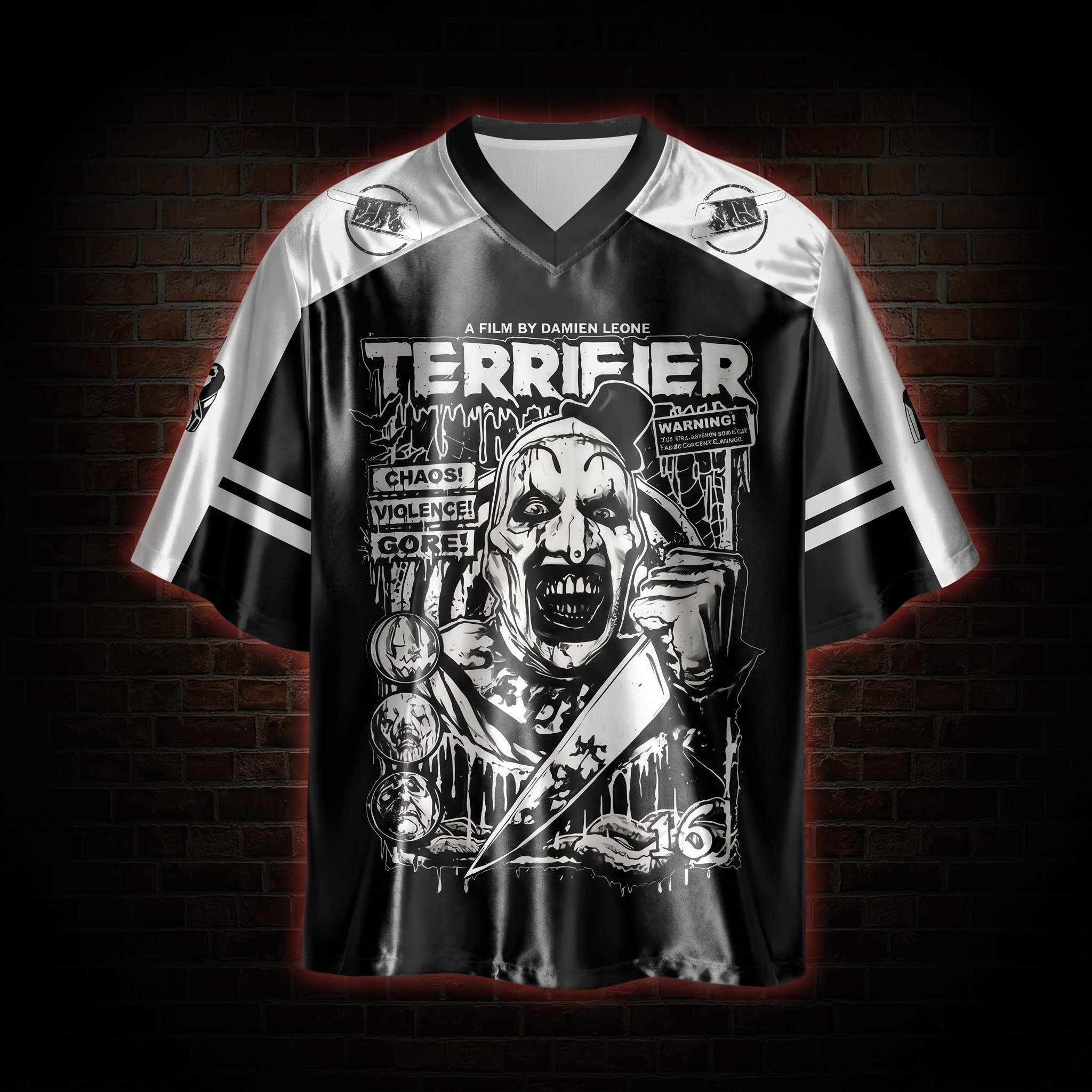 Warning Chaos Violence Bloodshed Shiny Oversized Jersey