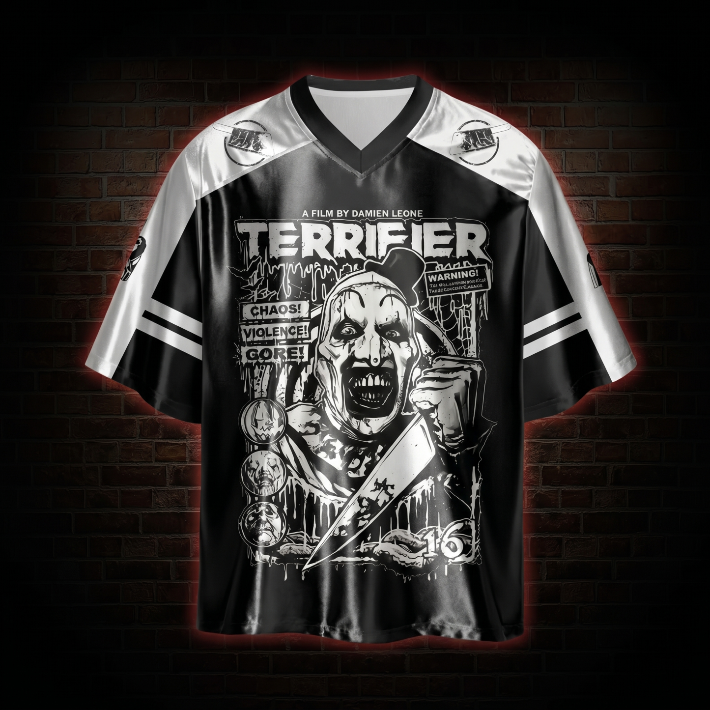 Warning Chaos Violence Bloodshed Shiny Oversized Jersey