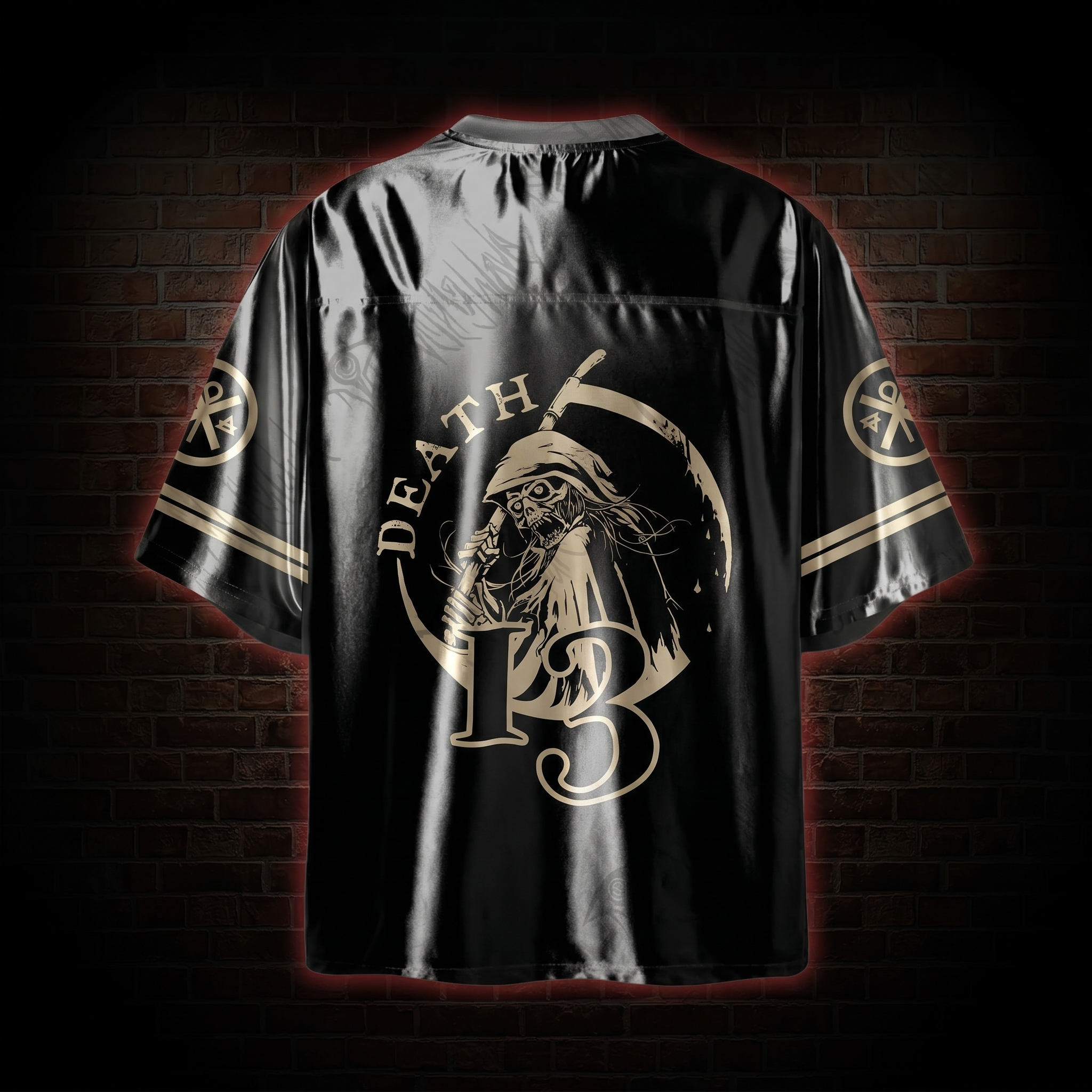 Death in Cloak Tarot Card Shiny Oversized Jersey