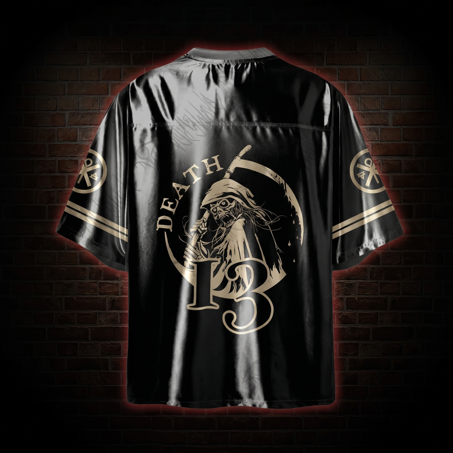 Death in Cloak Tarot Card Shiny Oversized Jersey