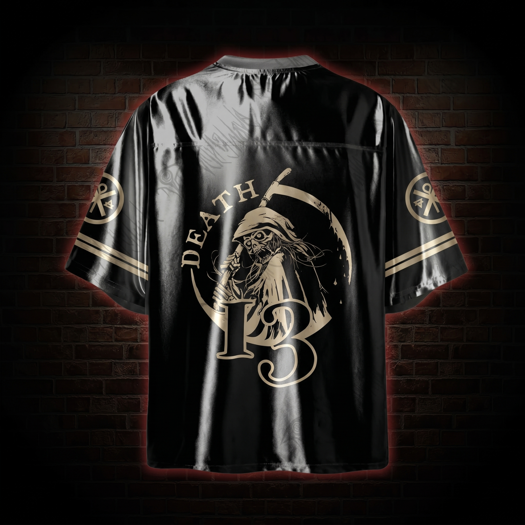 Death in Cloak Tarot Card Shiny Oversized Jersey