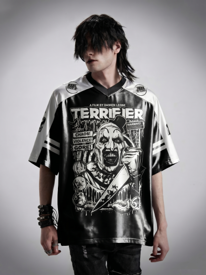 Warning Chaos Violence Bloodshed Shiny Oversized Jersey