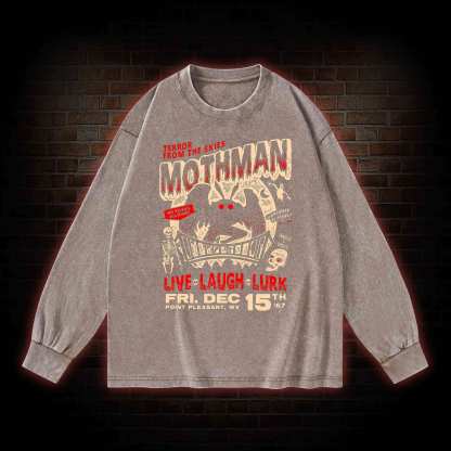 Mothman Live Laugh Lurk Washed Long-Sleeve T-shirt