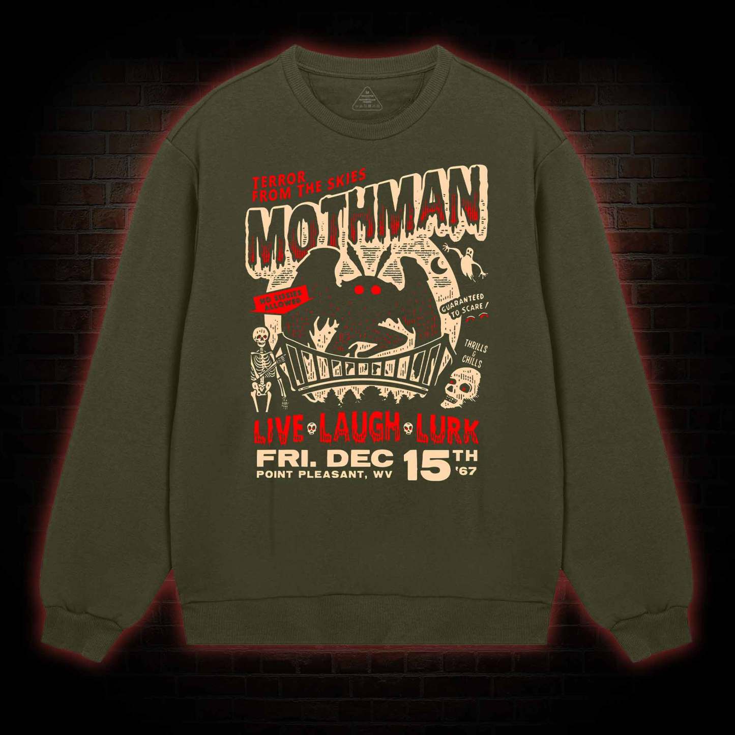 Mothman Live Laugh Lurk Sweatshirt