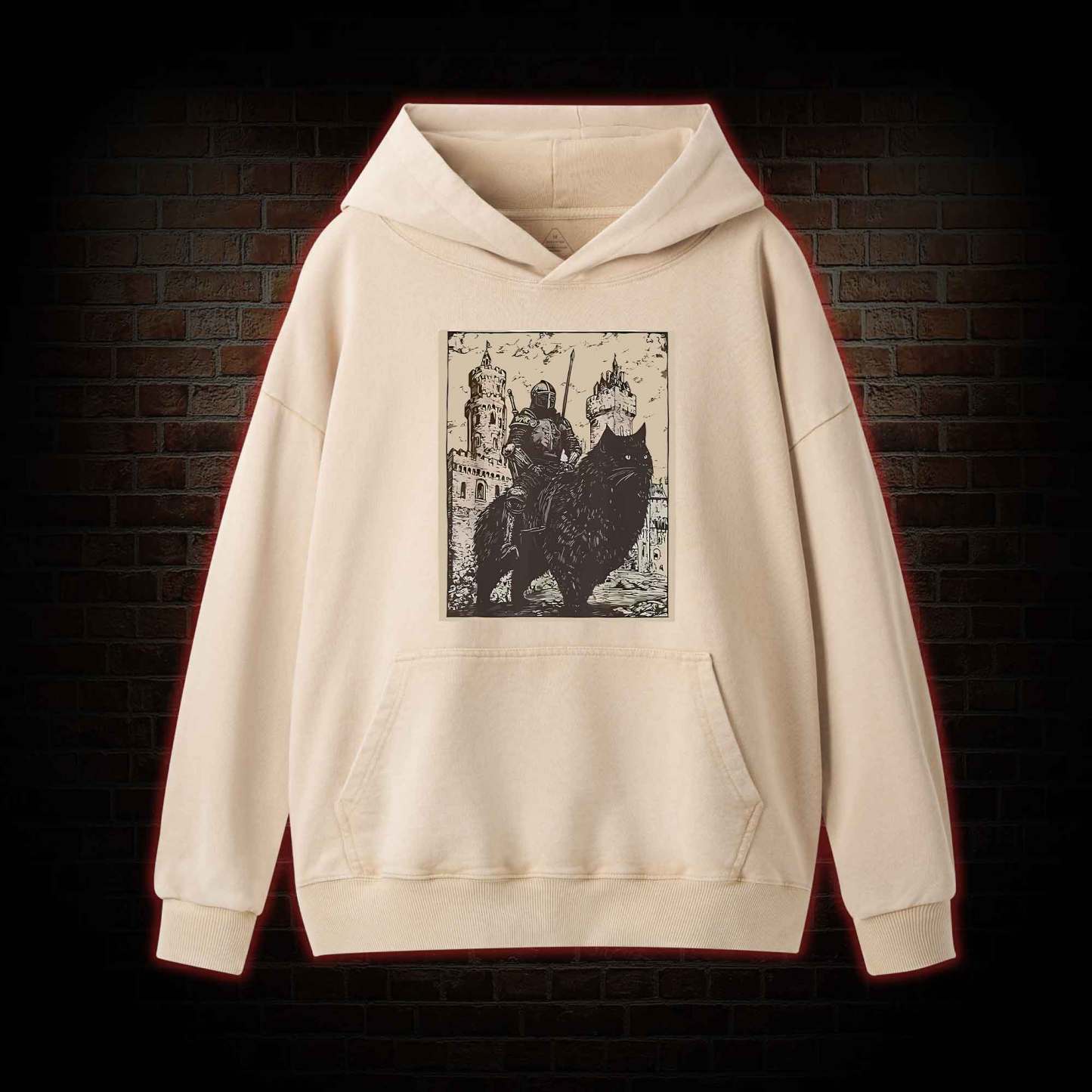Knight Cat Rider Vintage Washed Hoodie
