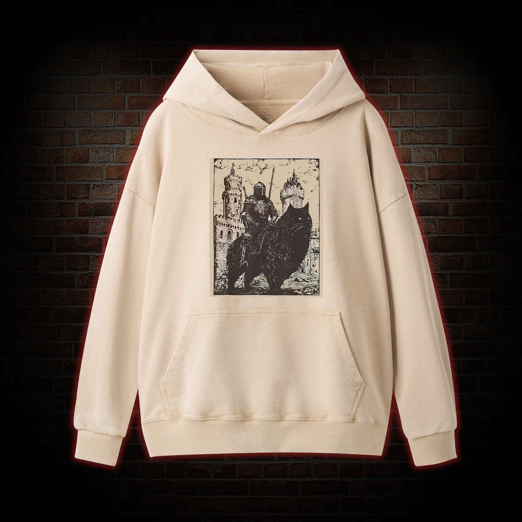 Knight Cat Rider Vintage Washed Hoodie