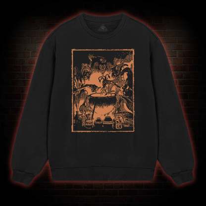 Three Witches Around Cauldron Sweatshirt