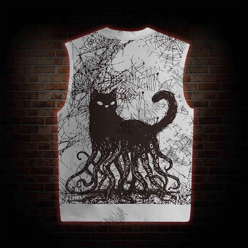 Octopus And Black Cat Sweatershirt Vest