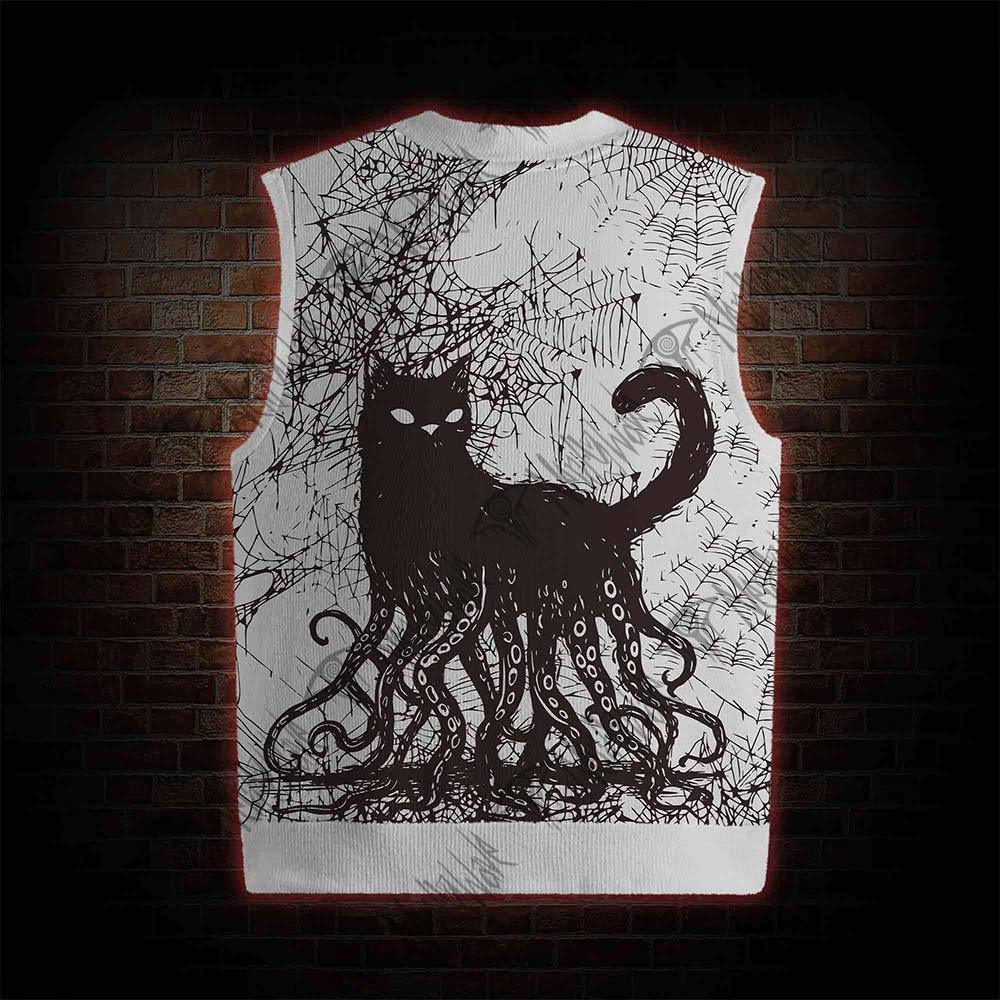 Octopus And Black Cat Sweatershirt Vest