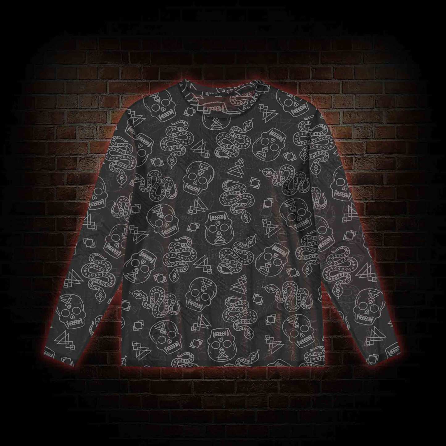 Skull and Snake Mesh Long Sleeve Top