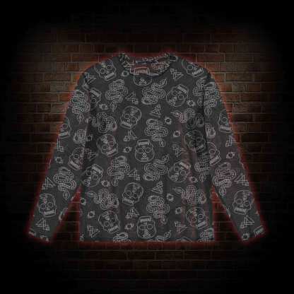 Skull and Snake Mesh Long Sleeve Top