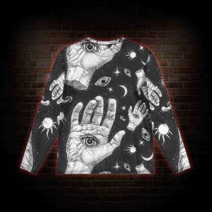 Mysterious Outer Space Mesh Long Sleeve Top