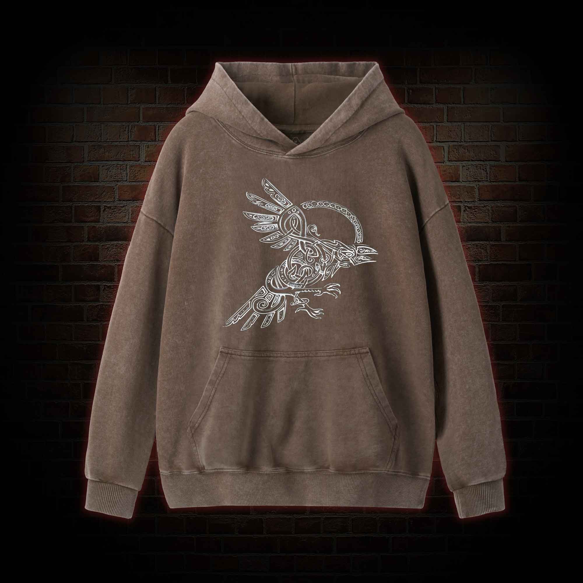 Viking Raven Washed Hoodie