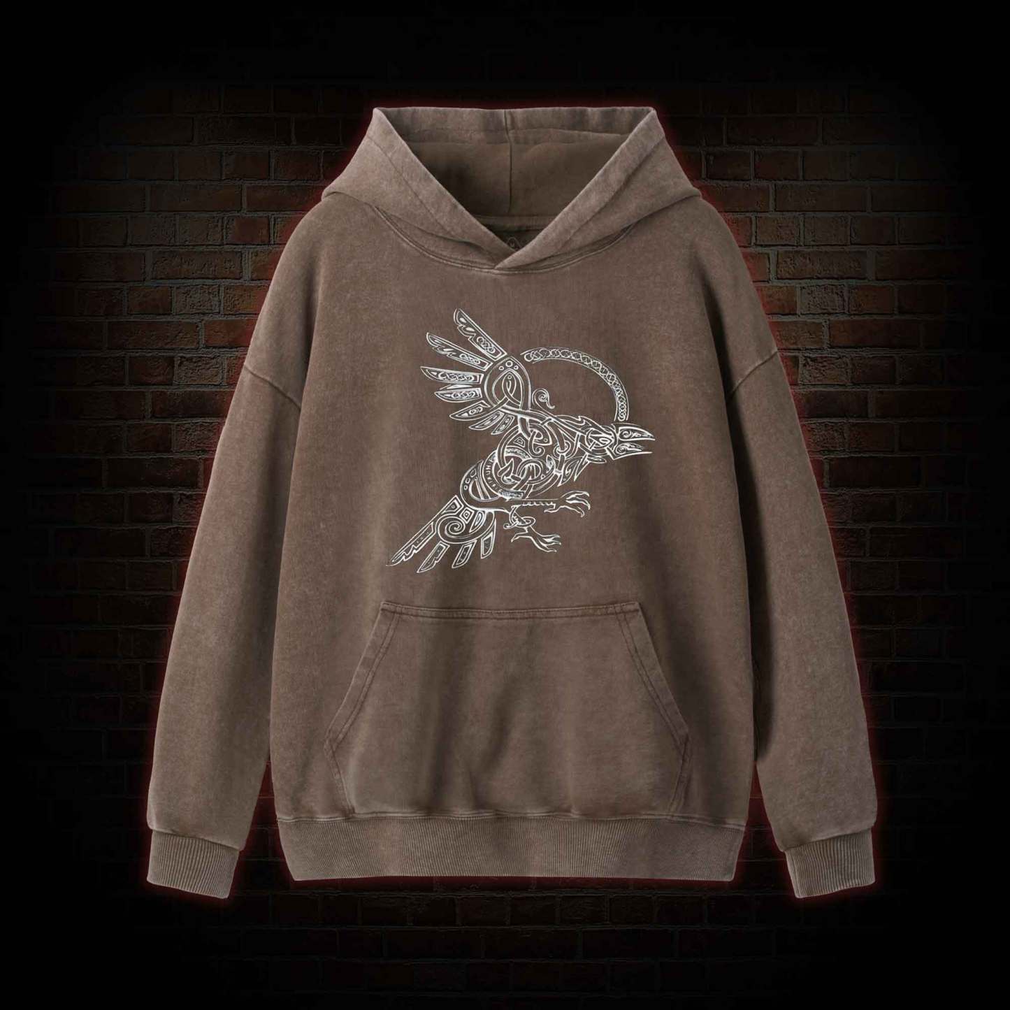Viking Raven Washed Hoodie