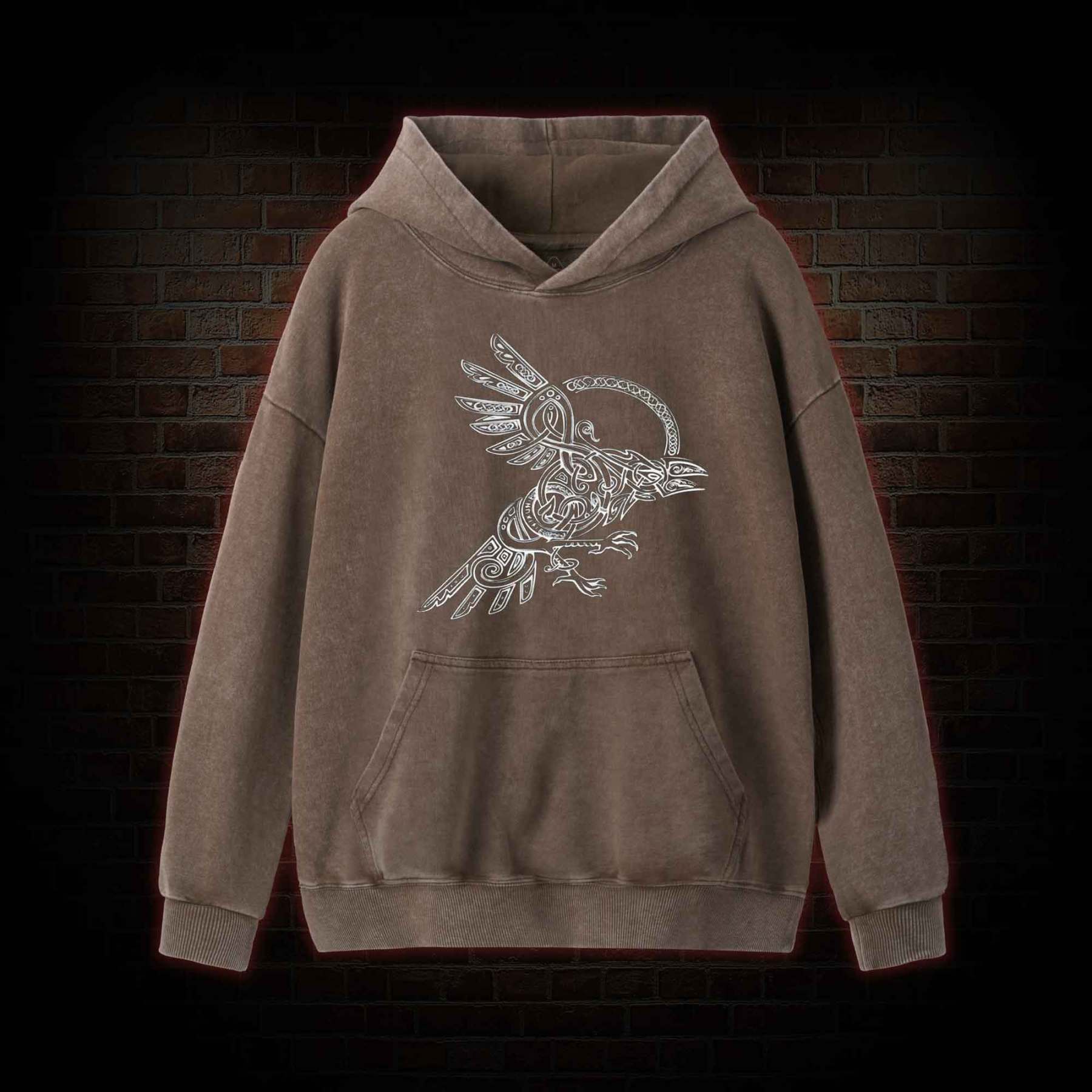 Viking Raven Washed Hoodie