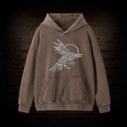 Viking Raven Washed Hoodie