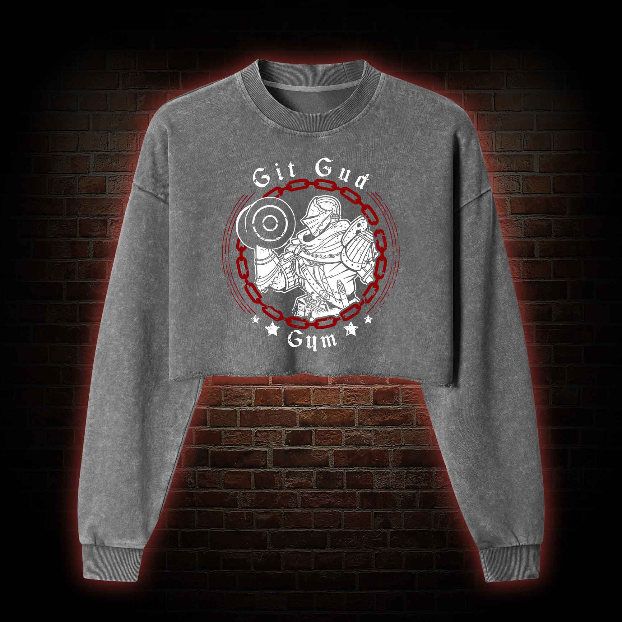 Git Gud Gym Washed Cropped Sweatshirts