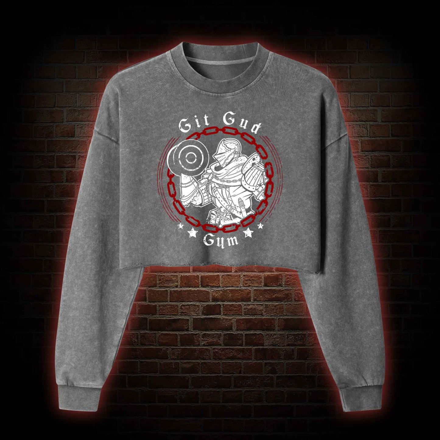 Git Gud Gym Washed Cropped Sweatshirts