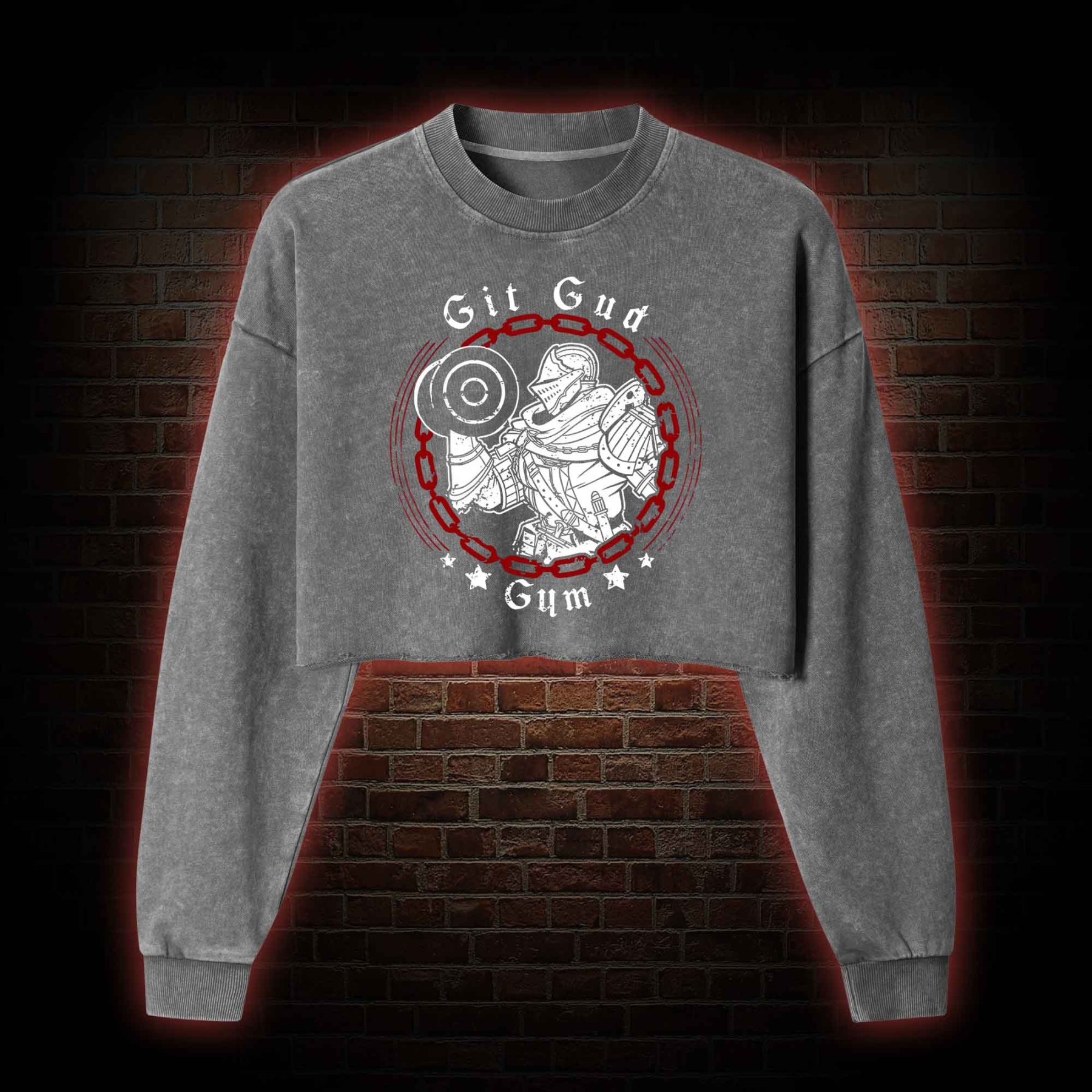 Git Gud Gym Washed Cropped Sweatshirts