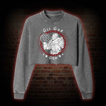 Git Gud Gym Washed Cropped Sweatshirts