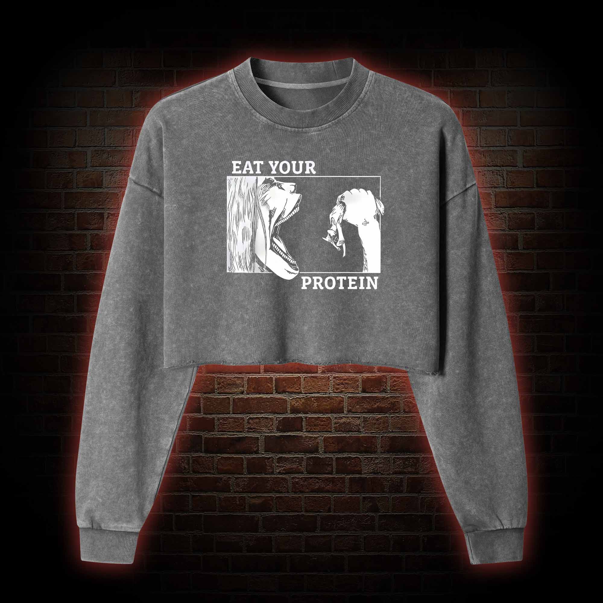 Eat Your Protein Washed Cropped Sweatshirts