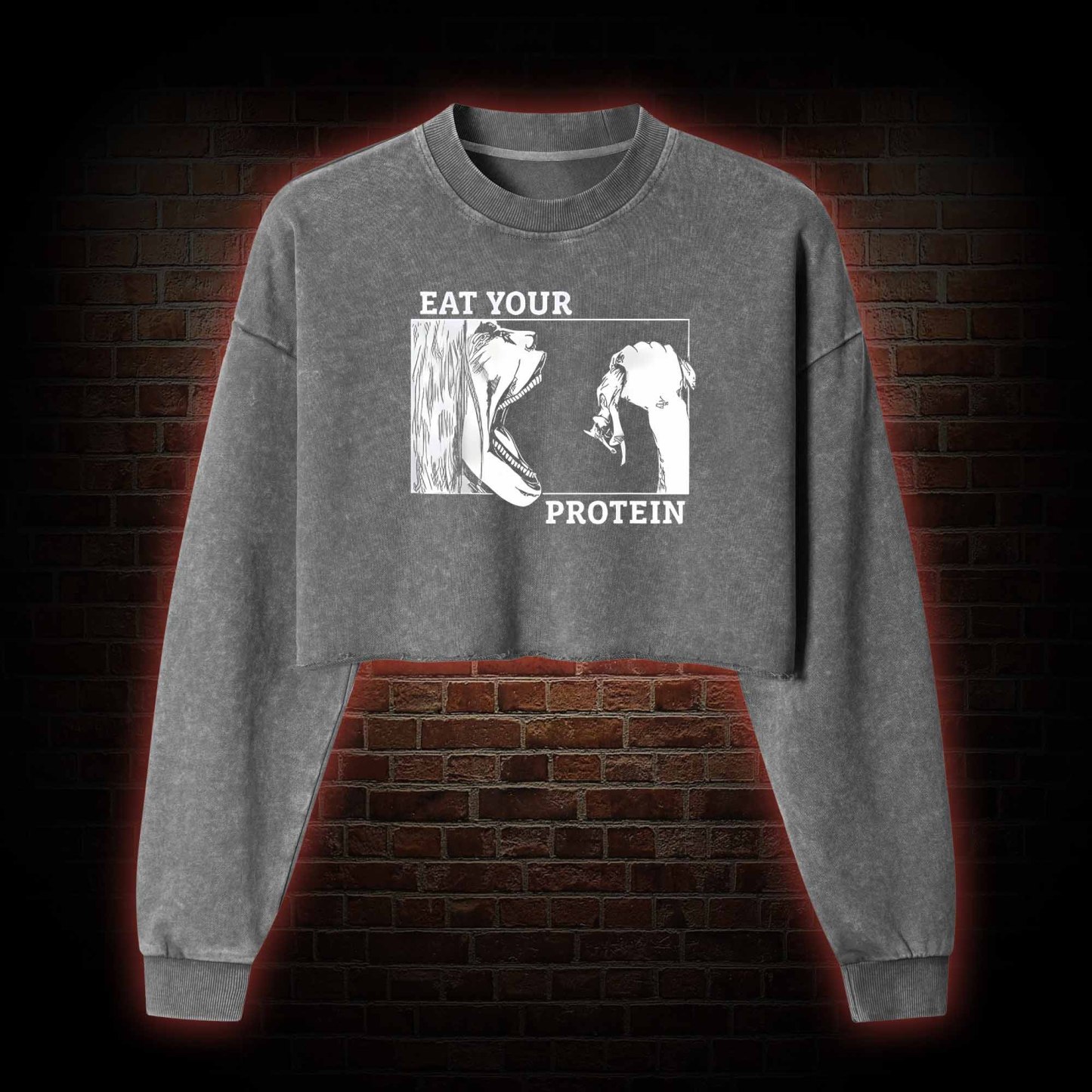 Eat Your Protein Washed Cropped Sweatshirts