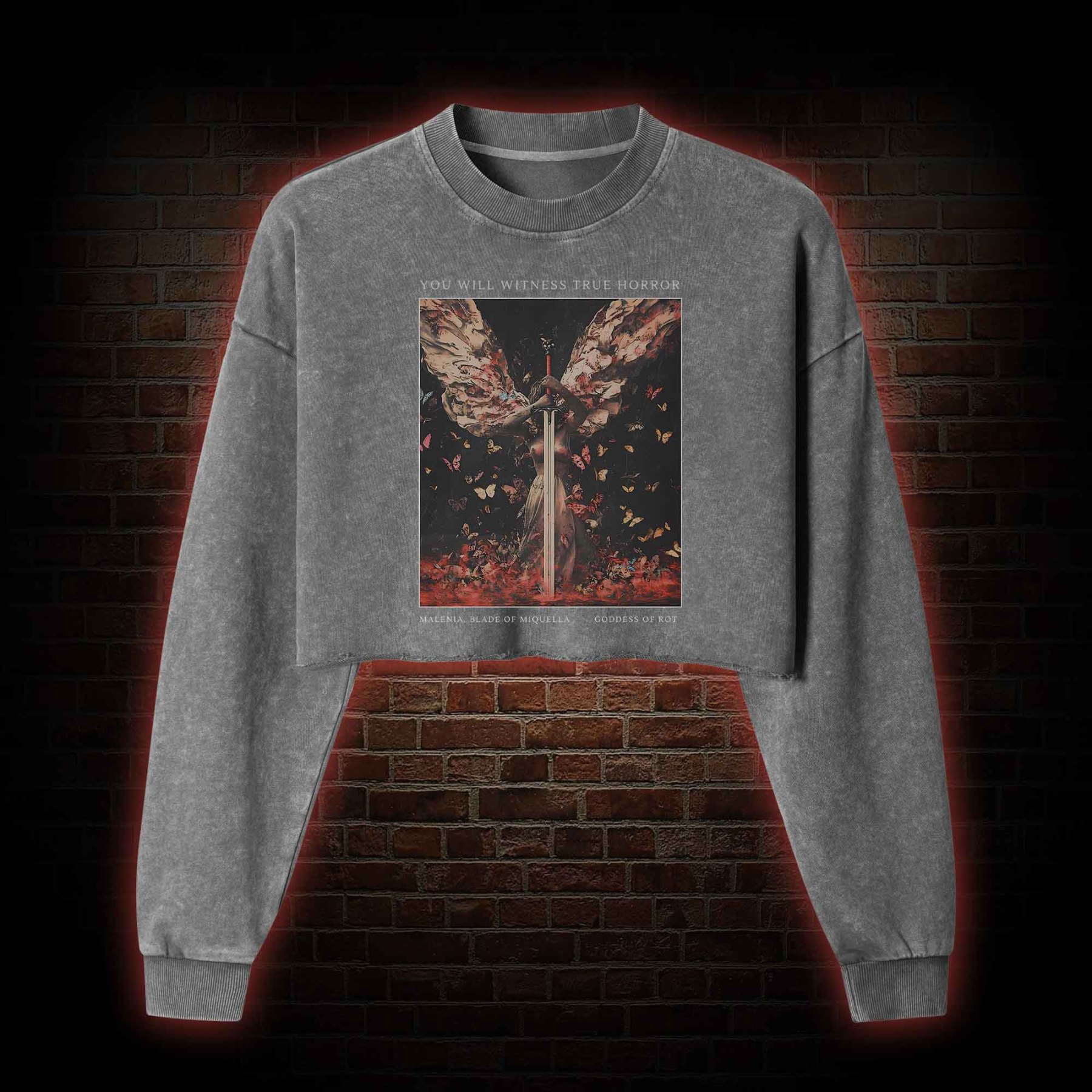 Goddess of Rot Washed Cropped Sweatshirts