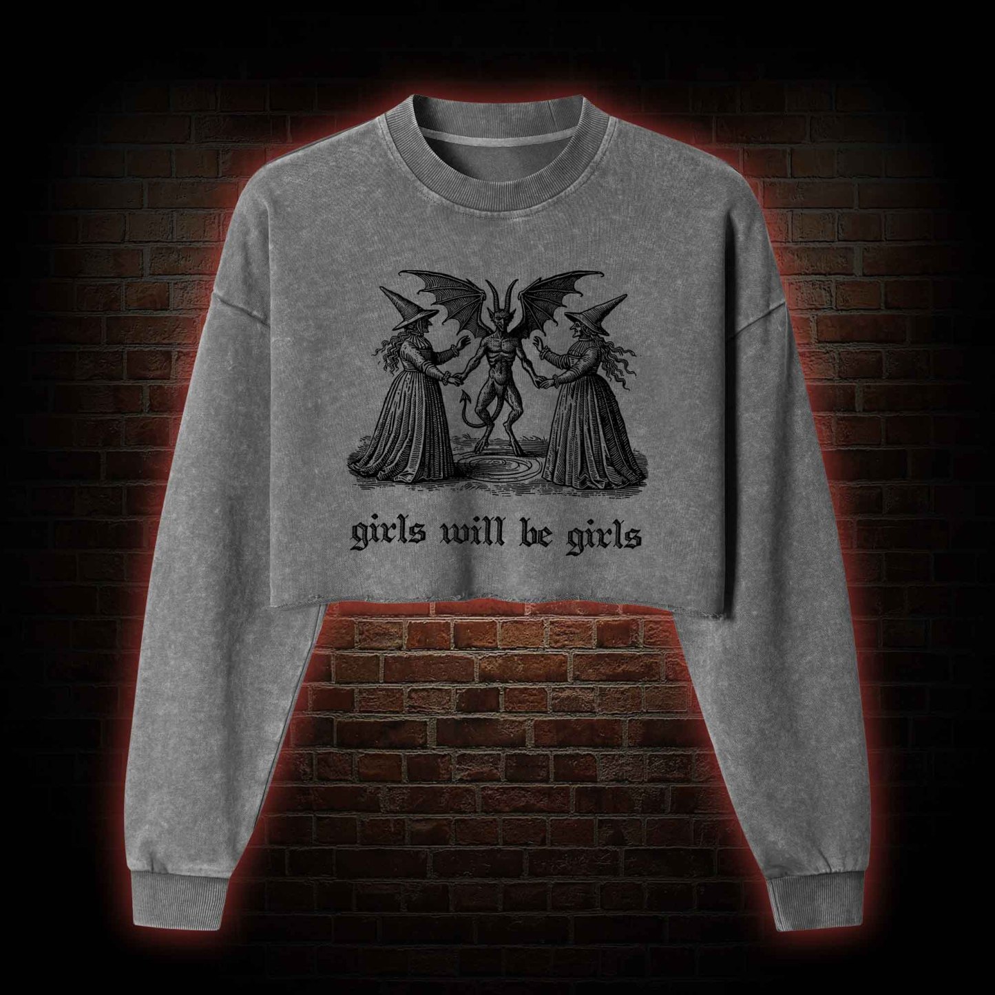 Girls Will Be Girls Washed Cropped Sweatshirts