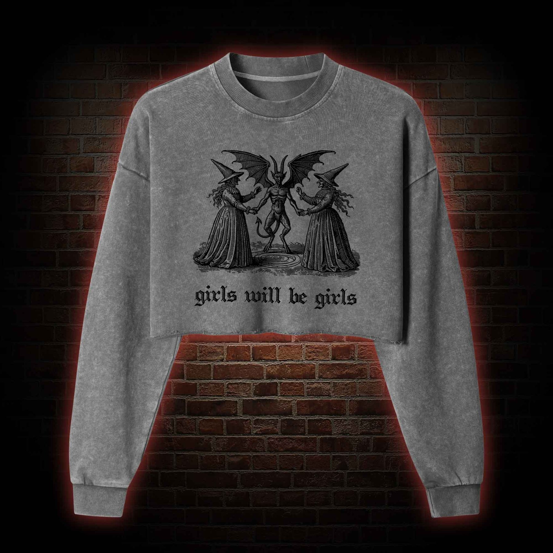 Girls Will Be Girls Washed Cropped Sweatshirts