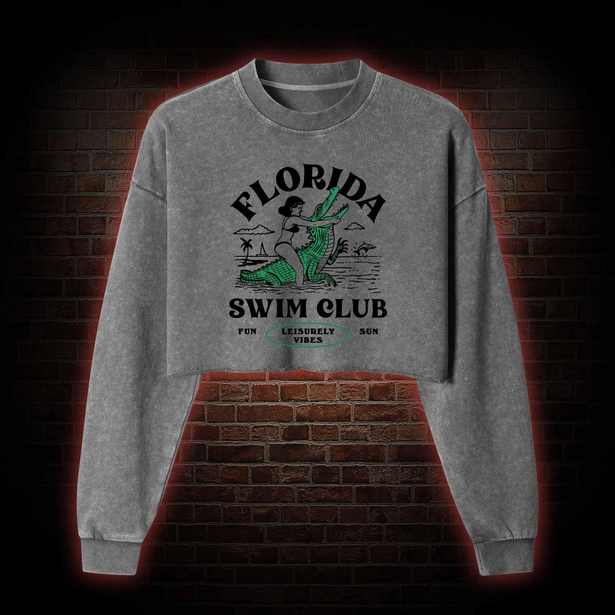 Florida Swim Club Washed Cropped Sweatshirts