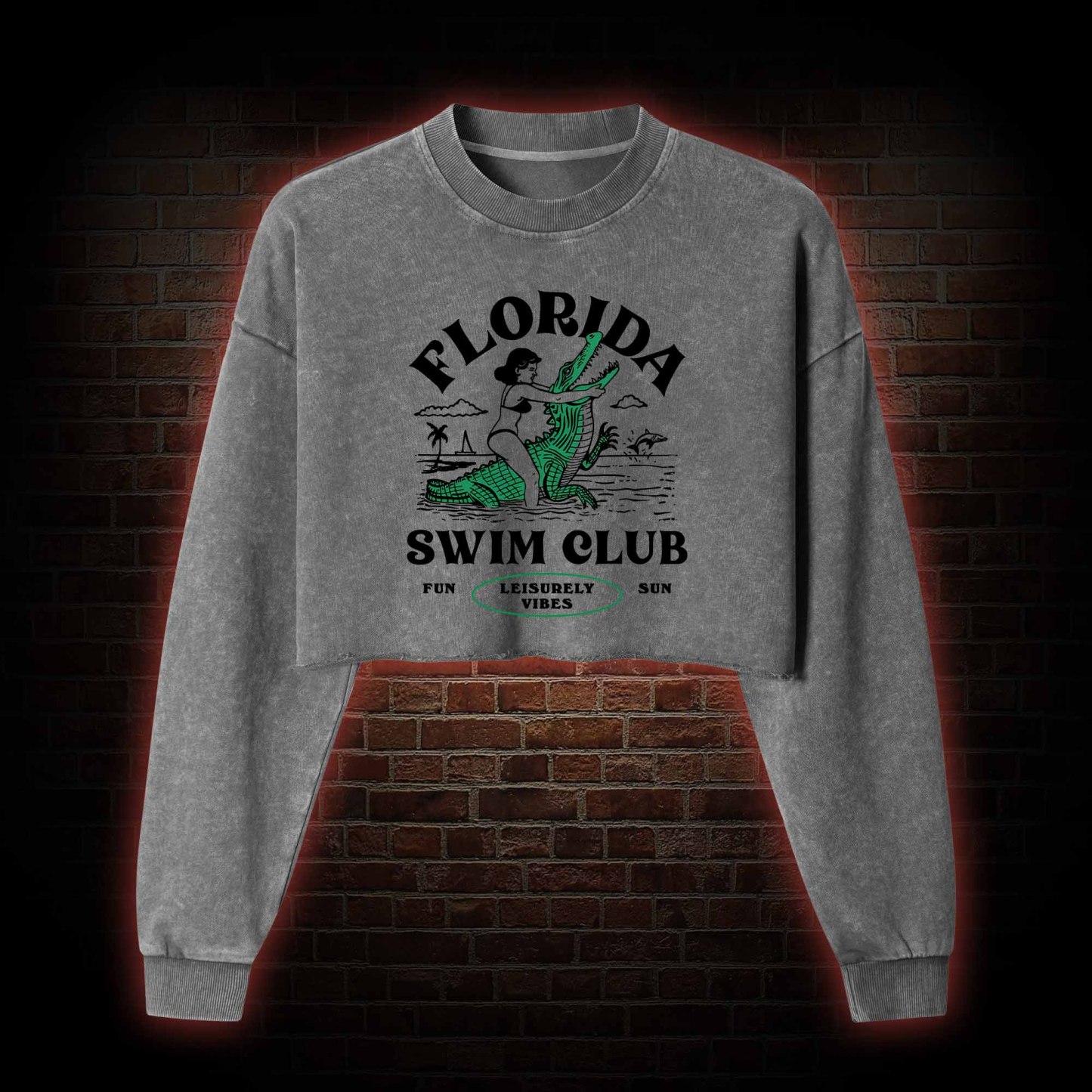 Florida Swim Club Washed Cropped Sweatshirts