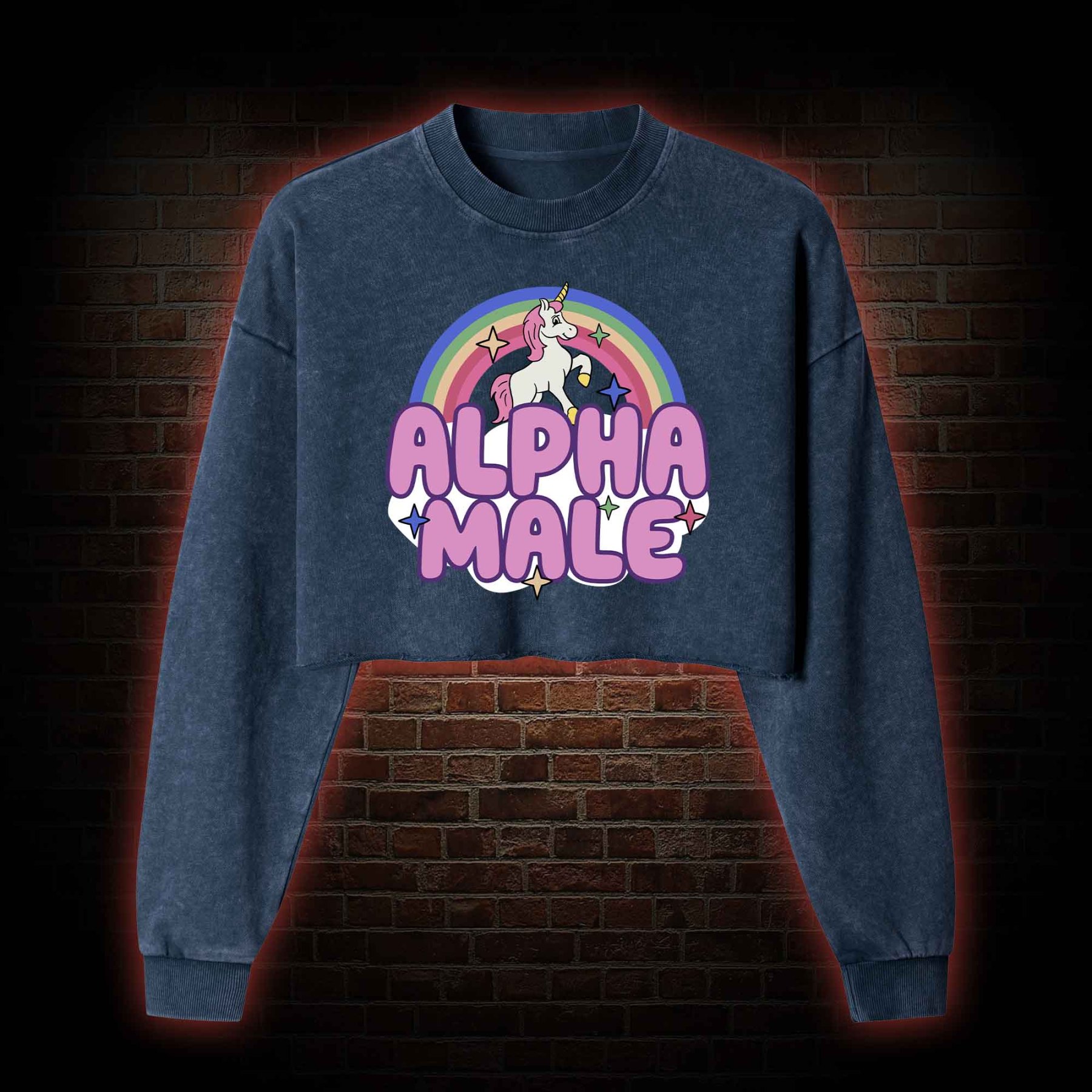 Alpha Male Washed Cropped Sweatshirts