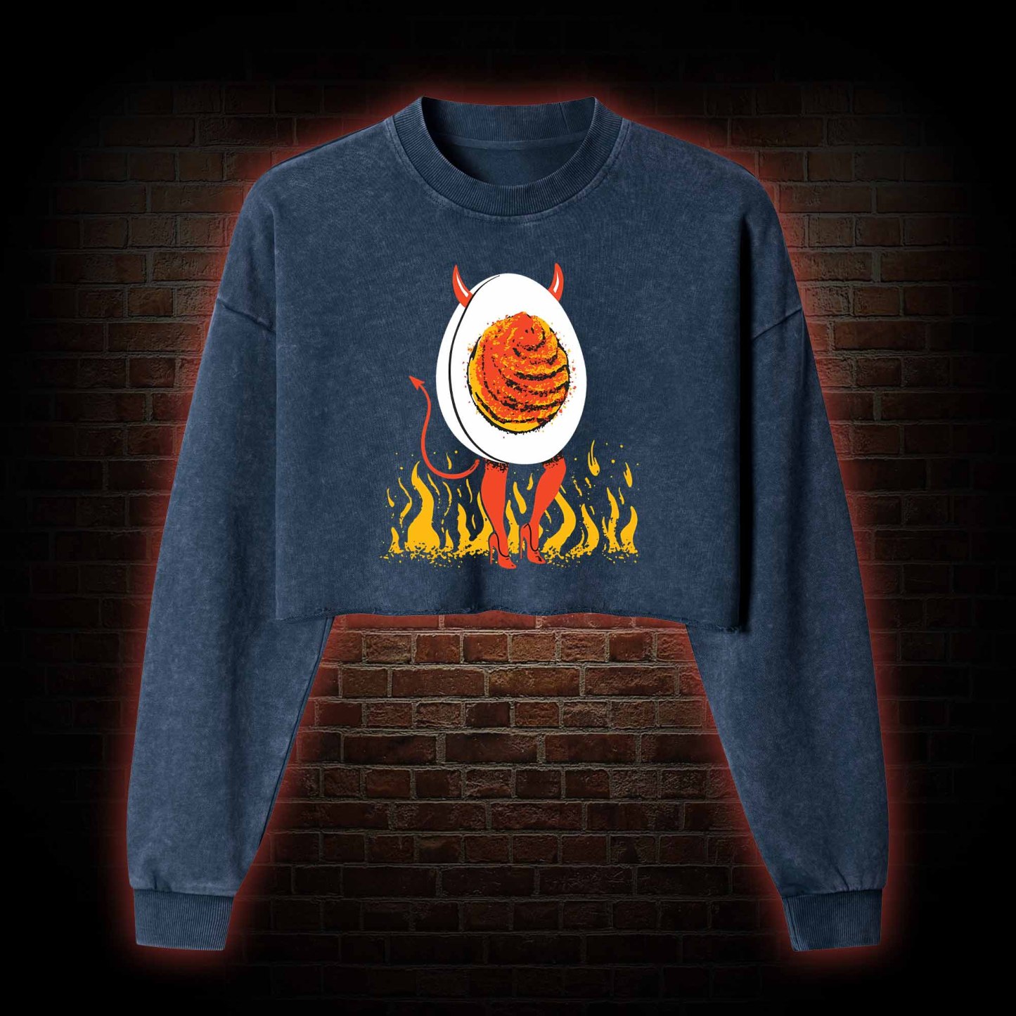 Deviled Egg Washed Cropped Sweatshirts