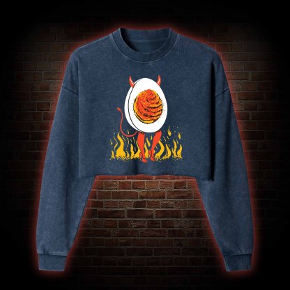Deviled Egg Washed Cropped Sweatshirts