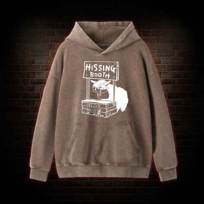 Cat Hissing Booth Washed Hoodie