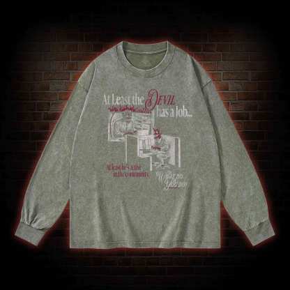 At Least the Devil.... Washed Long-Sleeve T-shirt