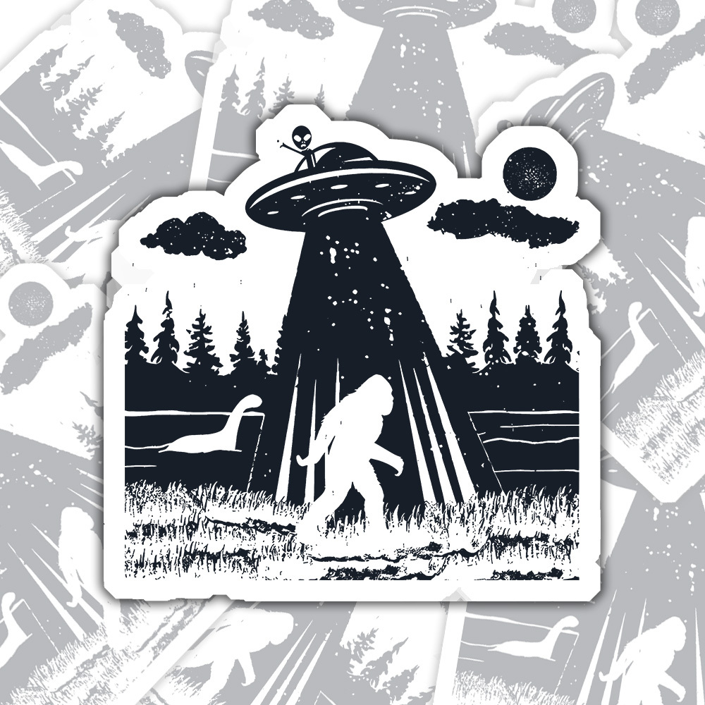 Bigfoot Sasquatch Alien UFO Loch Ness Monster Sticker