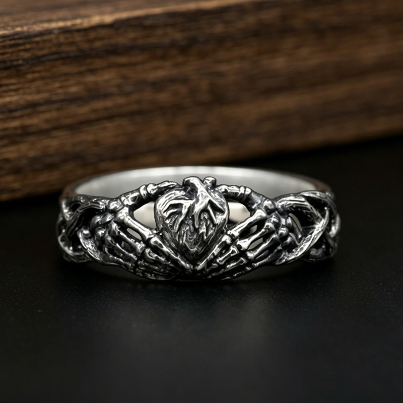 Skeleton Heart Stainless Steel Ring
