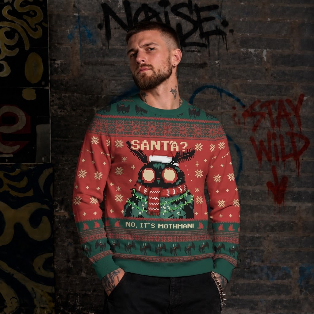 Santa? No It's Mothman Ugly Sweatshirts