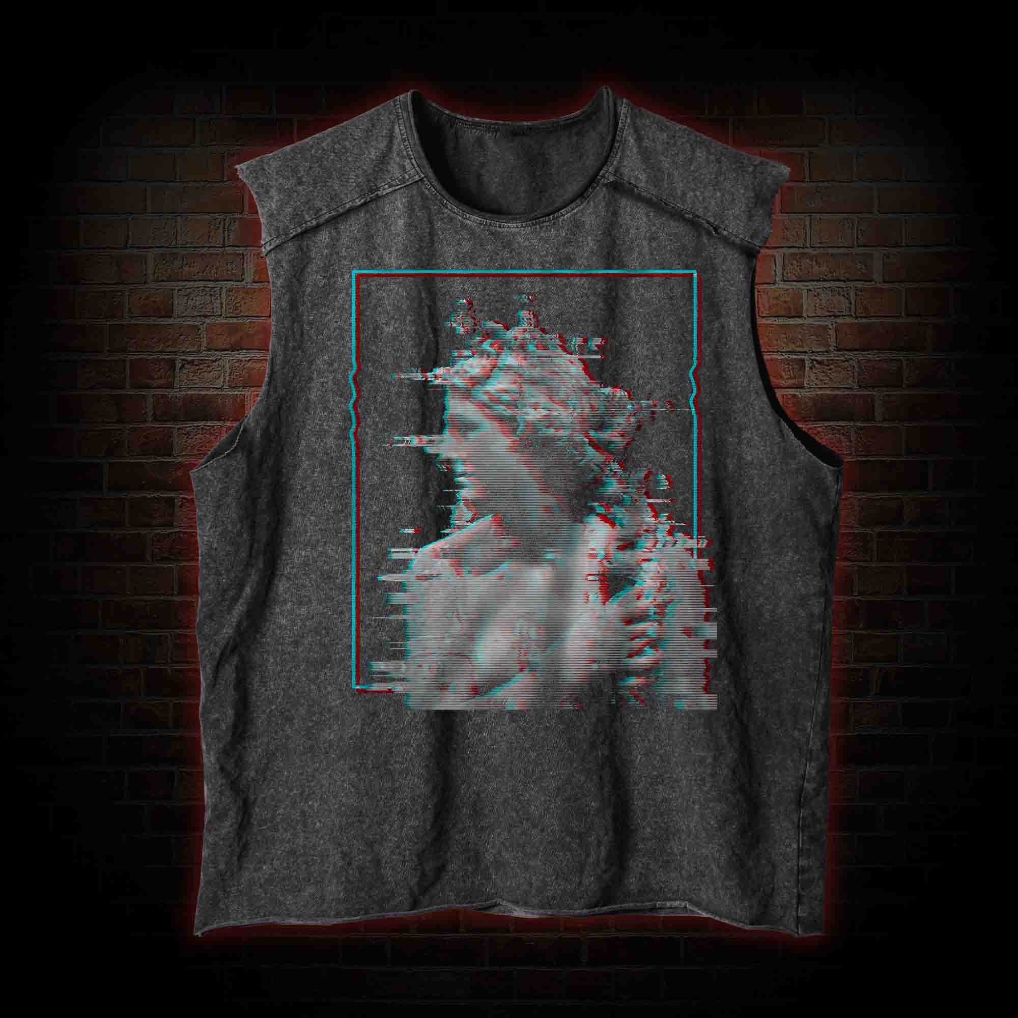 Vaporwave Glitch Vintage Washed Tank Top