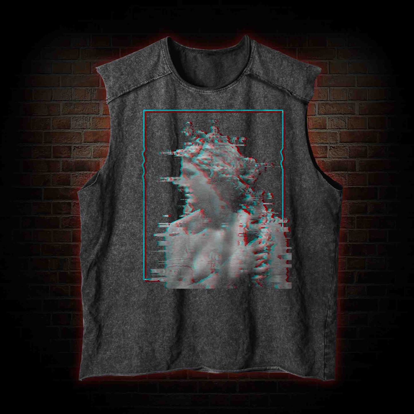 Vaporwave Glitch Vintage Washed Tank Top