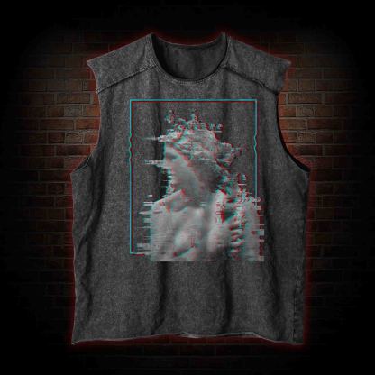 Vaporwave Glitch Vintage Washed Tank Top
