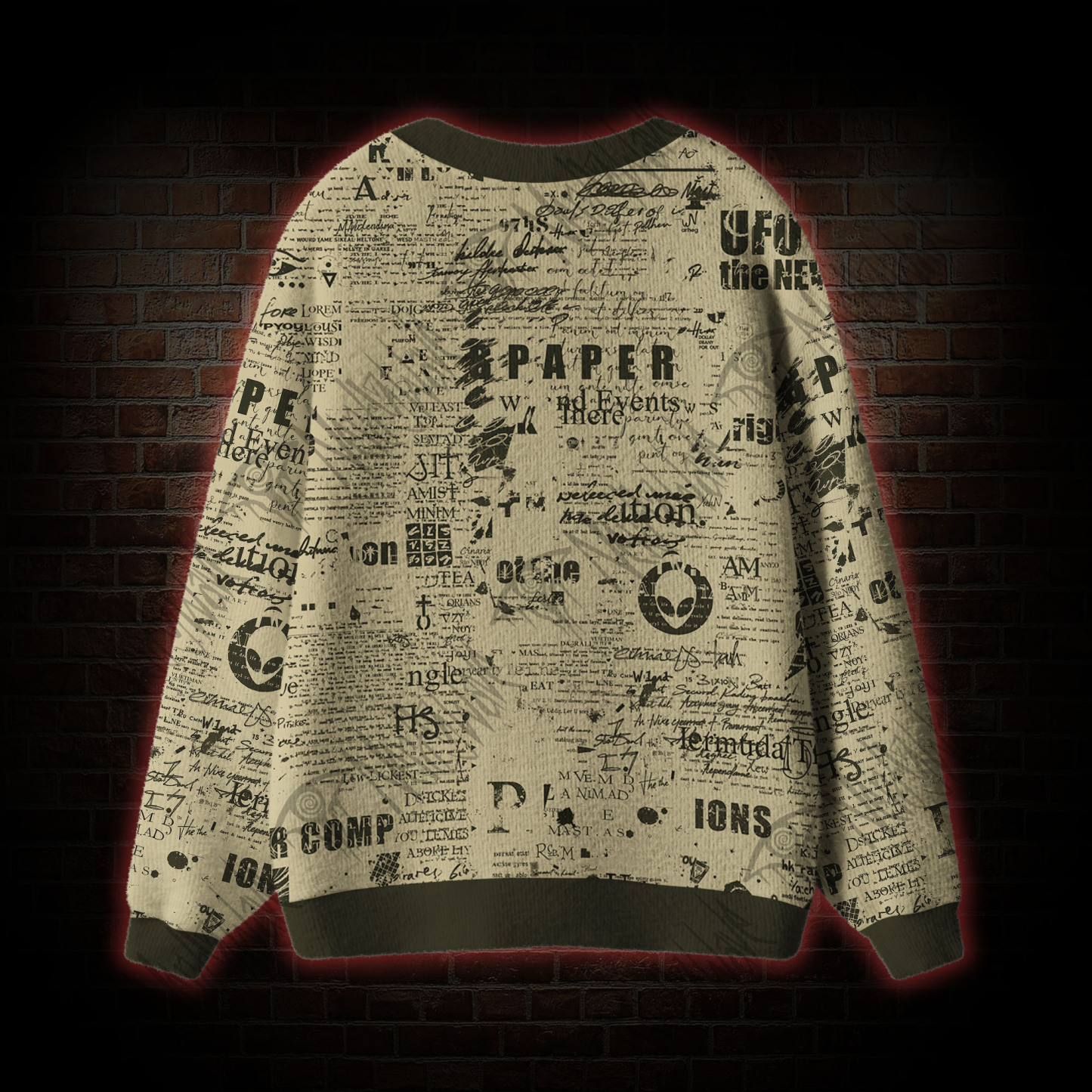Alien Newspaper Cardigan Sweater